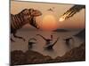 A Mighty T. Rex Roars from Overhead as a Giant Fireball Falls from the Sky-Stocktrek Images-Mounted Photographic Print