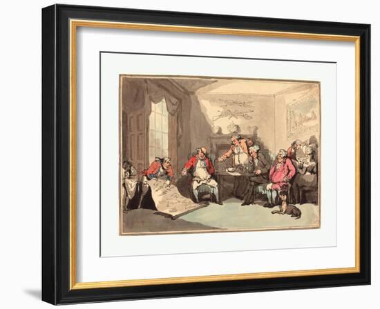 A Militia Meeting, Probably 1799, Hand-Colored Etching, Rosenwald Collection-Thomas Rowlandson-Framed Giclee Print