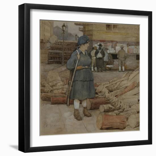 A Militia Woman, 1920-Alexander Ivanovich Vakhrameyev-Framed Giclee Print