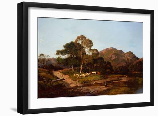 A Milkmaid Crossing A Ford with Sheep and Cattle Beyond, 1857-Sidney Richard Percy-Framed Giclee Print