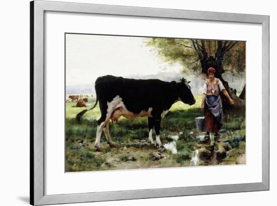 A Milkmaid with Her Cow-Julien Dupre-Framed Giclee Print