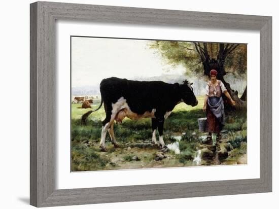 A Milkmaid with Her Cow-Julien Dupre-Framed Giclee Print