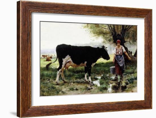 A Milkmaid with Her Cow-Julien Dupre-Framed Giclee Print