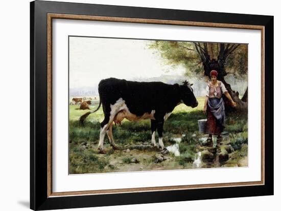 A Milkmaid with Her Cow-Julien Dupre-Framed Giclee Print