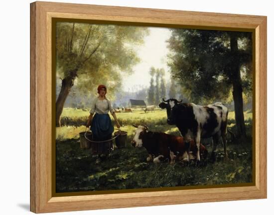 A Milkmaid with Her Cows on a Summer Day-Julien Dupre-Framed Premier Image Canvas