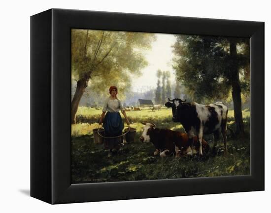 A Milkmaid with Her Cows on a Summer Day-Julien Dupre-Framed Premier Image Canvas