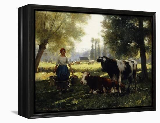 A Milkmaid with Her Cows on a Summer Day-Julien Dupre-Framed Premier Image Canvas