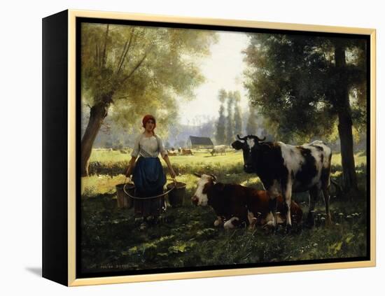 A Milkmaid with Her Cows on a Summer Day-Julien Dupre-Framed Premier Image Canvas