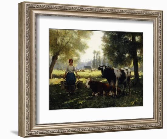 A Milkmaid with Her Cows on a Summer Day-Julien Dupre-Framed Giclee Print