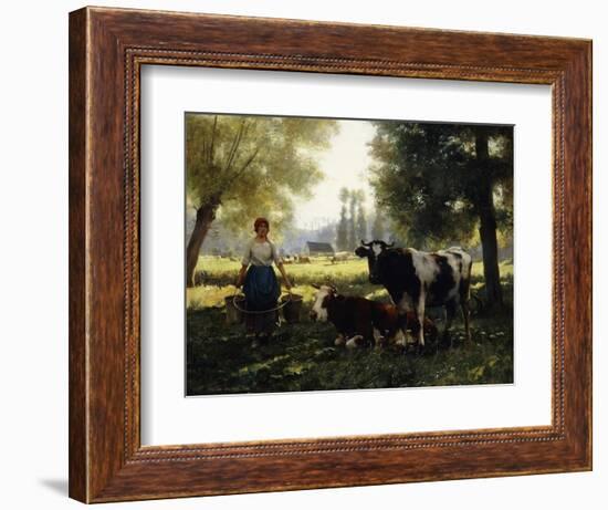 A Milkmaid with Her Cows on a Summer Day-Julien Dupre-Framed Giclee Print