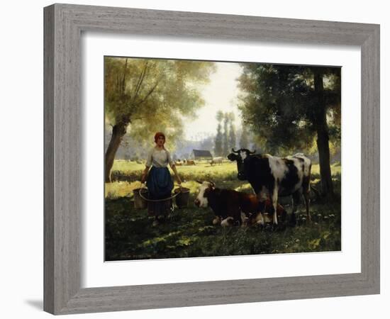 A Milkmaid with Her Cows on a Summer Day-Julien Dupre-Framed Giclee Print