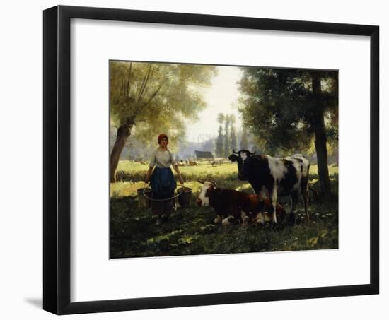 A Milkmaid with Her Cows on a Summer Day-Julien Dupre-Framed Giclee Print