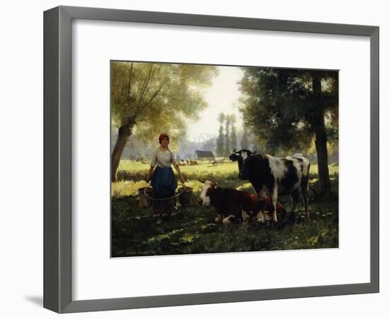 A Milkmaid with Her Cows on a Summer Day-Julien Dupre-Framed Giclee Print