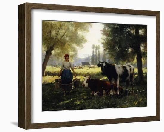 A Milkmaid with Her Cows on a Summer Day-Julien Dupre-Framed Giclee Print