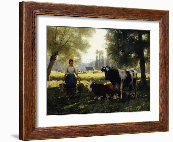 A Milkmaid with Her Cows on a Summer Day-Julien Dupre-Framed Giclee Print