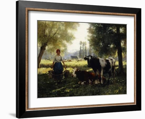 A Milkmaid with Her Cows on a Summer Day-Julien Dupre-Framed Giclee Print