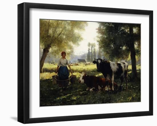 A Milkmaid with Her Cows on a Summer Day-Julien Dupre-Framed Giclee Print