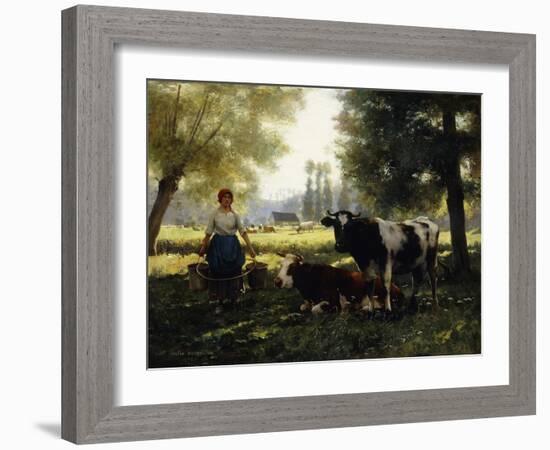 A Milkmaid with her Cows on a Summer Day-Julien Dupre-Framed Giclee Print