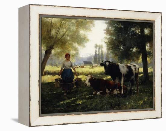 A Milkmaid with her Cows on a Summer Day-Julien Dupre-Framed Premier Image Canvas