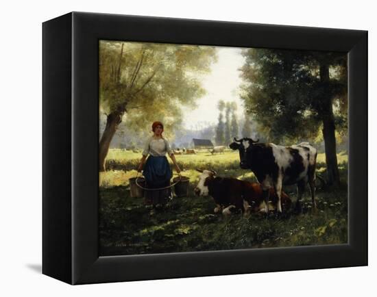 A Milkmaid with her Cows on a Summer Day-Julien Dupre-Framed Premier Image Canvas