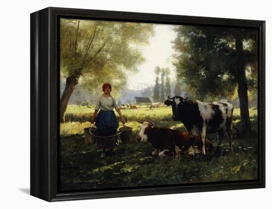 A Milkmaid with her Cows on a Summer Day-Julien Dupre-Framed Premier Image Canvas