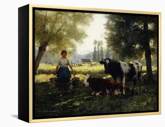 A Milkmaid with her Cows on a Summer Day-Julien Dupre-Framed Premier Image Canvas