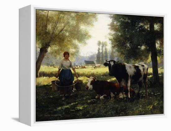 A Milkmaid with her Cows on a Summer Day-Julien Dupre-Framed Premier Image Canvas