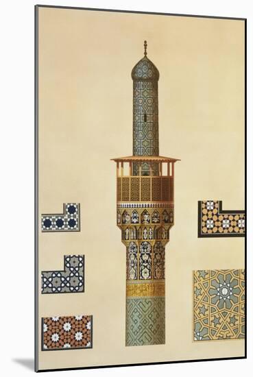 A Minaret and Ceramic Details from the Mosque of the Medrese-I-Shah-Hussein, Isfahan-Pascal Xavier Coste-Mounted Giclee Print