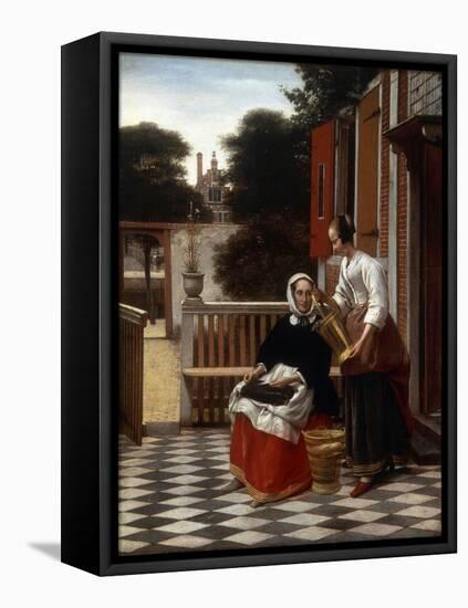 A Mistress and Her Maid, 1660-Pieter de Hooch-Framed Premier Image Canvas