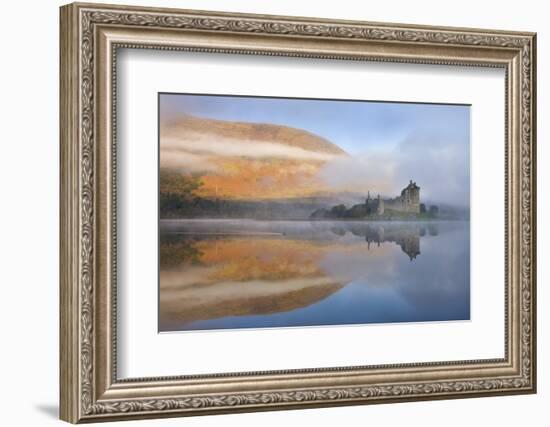 A Misty Morning Beside Loch Awe with Views to Kilchurn Castle, Argyll and Bute, Scotland. Autumn-Adam Burton-Framed Photographic Print