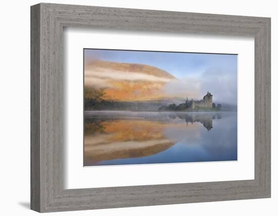 A Misty Morning Beside Loch Awe with Views to Kilchurn Castle, Argyll and Bute, Scotland. Autumn-Adam Burton-Framed Photographic Print