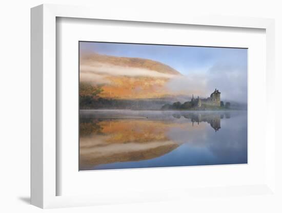 A Misty Morning Beside Loch Awe with Views to Kilchurn Castle, Argyll and Bute, Scotland. Autumn-Adam Burton-Framed Photographic Print