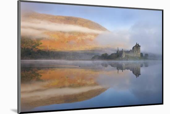 A Misty Morning Beside Loch Awe with Views to Kilchurn Castle, Argyll and Bute, Scotland. Autumn-Adam Burton-Mounted Photographic Print