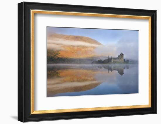 A Misty Morning Beside Loch Awe with Views to Kilchurn Castle, Argyll and Bute, Scotland. Autumn-Adam Burton-Framed Photographic Print