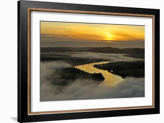 A Misty Morning View Looking Down the River Tay in Autumn, Kinnoull Hill Woodland Park, Scotland-Fergus Gill-Framed Photographic Print