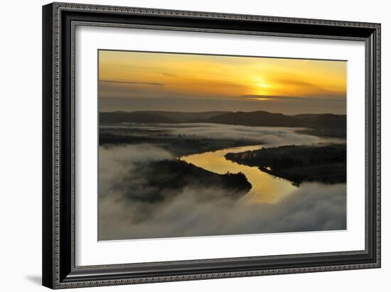 A Misty Morning View Looking Down the River Tay in Autumn, Kinnoull Hill Woodland Park, Scotland-Fergus Gill-Framed Photographic Print