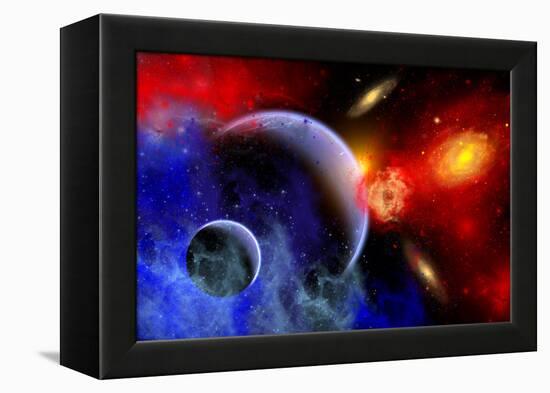 A Mixture of Colorful Stars, Planets, Nebulae and Galaxies-null-Framed Stretched Canvas