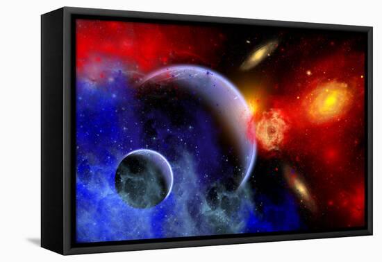 A Mixture of Colorful Stars, Planets, Nebulae and Galaxies-null-Framed Stretched Canvas