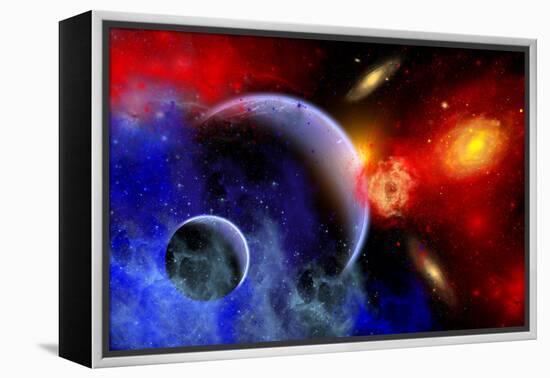 A Mixture of Colorful Stars, Planets, Nebulae and Galaxies-null-Framed Stretched Canvas
