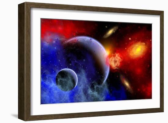 A Mixture of Colorful Stars, Planets, Nebulae and Galaxies-null-Framed Premium Giclee Print