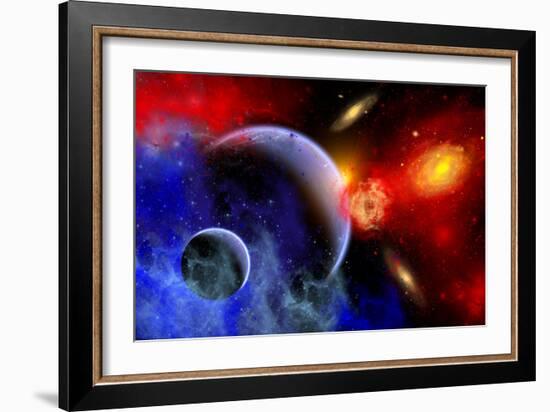 A Mixture of Colorful Stars, Planets, Nebulae and Galaxies-null-Framed Premium Giclee Print