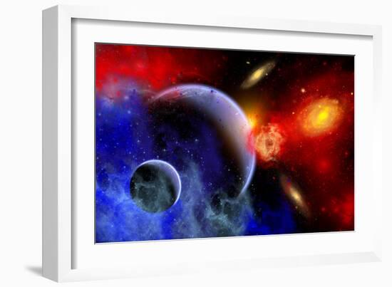 A Mixture of Colorful Stars, Planets, Nebulae and Galaxies-null-Framed Premium Giclee Print