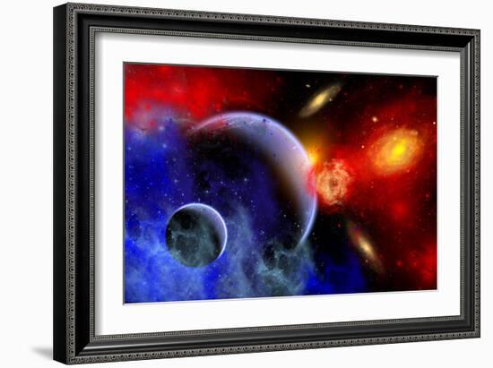 A Mixture of Colorful Stars, Planets, Nebulae and Galaxies-null-Framed Premium Giclee Print