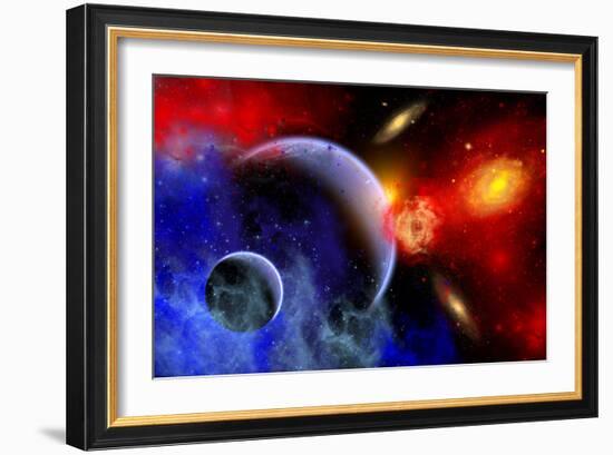 A Mixture of Colorful Stars, Planets, Nebulae and Galaxies-null-Framed Premium Giclee Print