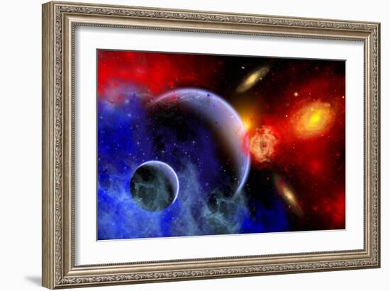 A Mixture of Colorful Stars, Planets, Nebulae and Galaxies-null-Framed Art Print