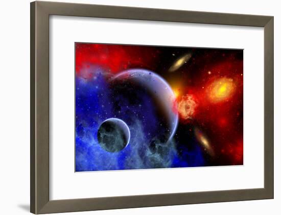 A Mixture of Colorful Stars, Planets, Nebulae and Galaxies-null-Framed Art Print