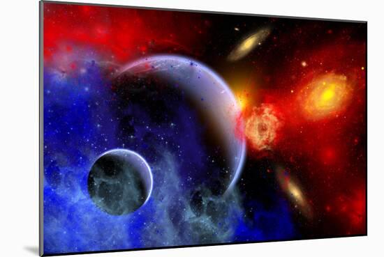 A Mixture of Colorful Stars, Planets, Nebulae and Galaxies-null-Mounted Art Print