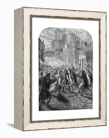 A Mob Carrying Captain John Porteous to His Execution, Edinburgh, 1736-null-Framed Premier Image Canvas