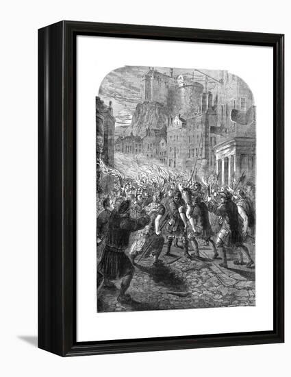 A Mob Carrying Captain John Porteous to His Execution, Edinburgh, 1736-null-Framed Premier Image Canvas