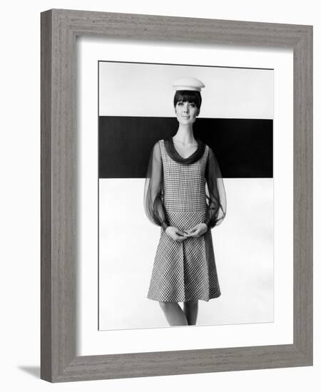 A Model Poses in a High-fashion Dress-null-Framed Photographic Print